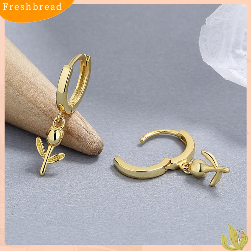 &lt; Freshbread &gt; 1Pc Drop Earring Geometri Liontin High Gloss Electroplating Menawan Mewah Dekorasi Hypoallergenic Tulip Huggie Hoop Earring Perhiasan Aksesori