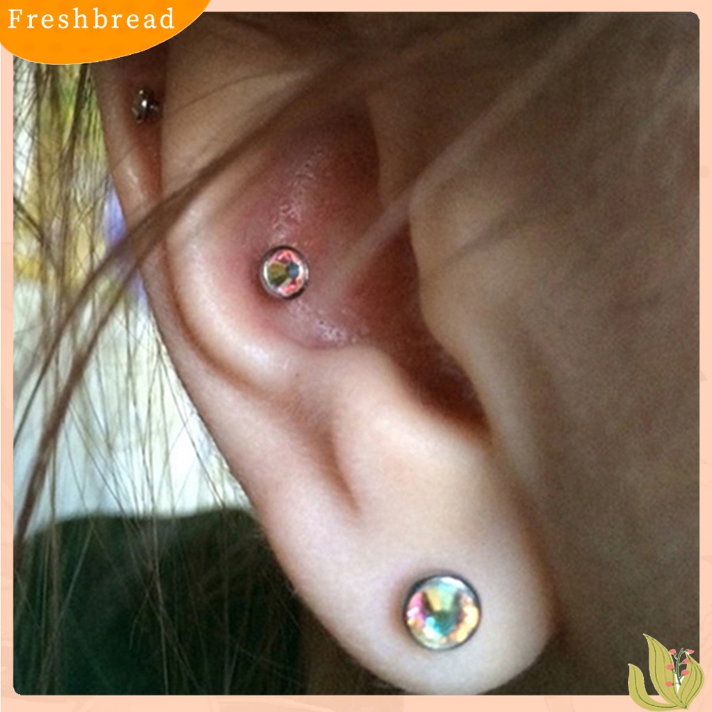 < Freshbread > 3Pcs/Set Wanita Fashion Anting Giwang Telinga Berlian Imitasi Bulat Stainless Steel Untuk Pesta