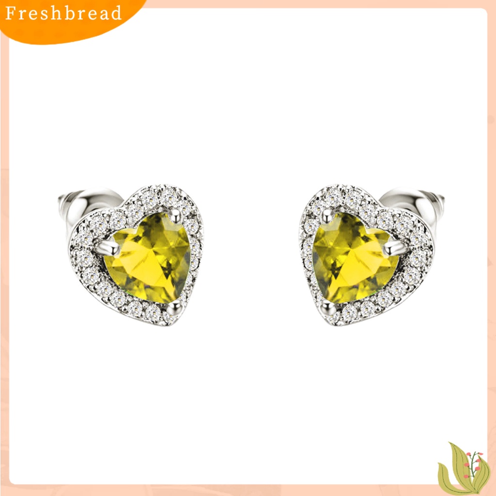 &lt; Freshbread &gt; 1pasang Anting Alloy Shiny Indah Bentuk Hati Ear Studs Untuk Pesta