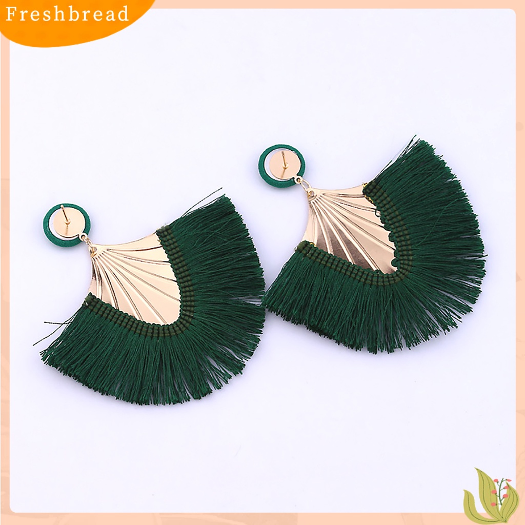 < Freshbread > 1pasang Wanita Kreatif Bohemia Berpohon Bentuk Kipas Menjuntai Anting Perhiasan Hadiah Untuk Pesta