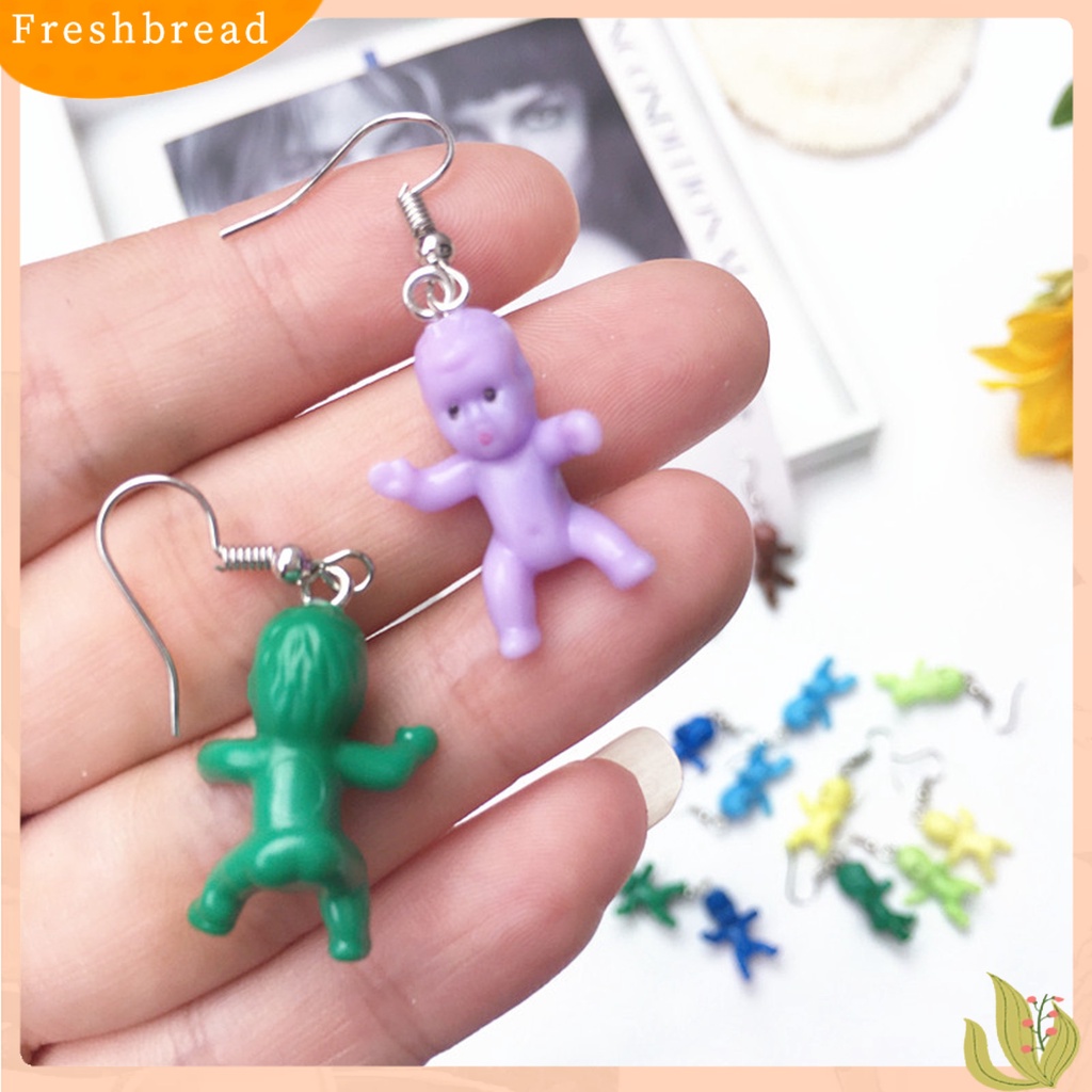 &lt; Freshbread &gt; 1pasang Anting Menjuntai Mini Realistis Buatan Tangan Hias All-match Aksesoris Baby Shower Hadiah Wanita Baby Doll Liontin Drop Earrings Klip Telinga Untuk Pakaian Sehari-Hari