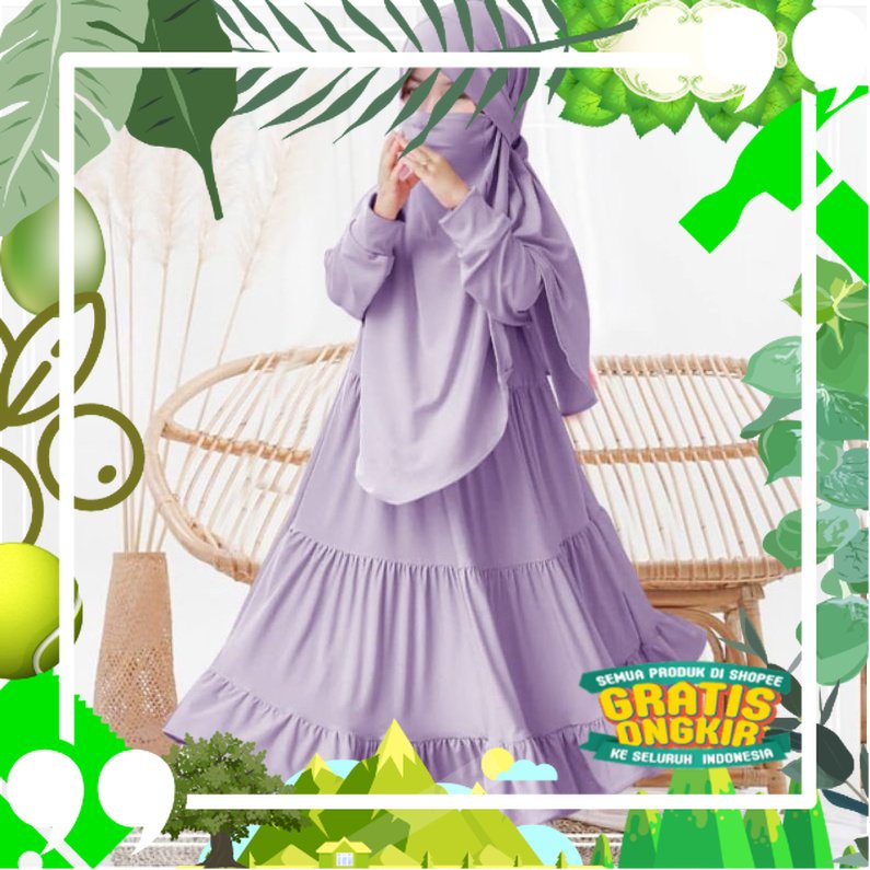 Lashoppingstore COD Set/gamis/dress/pakaian/baju/gaun/anak/perempuan/wanita/cewe/muslim/rempel/set/k