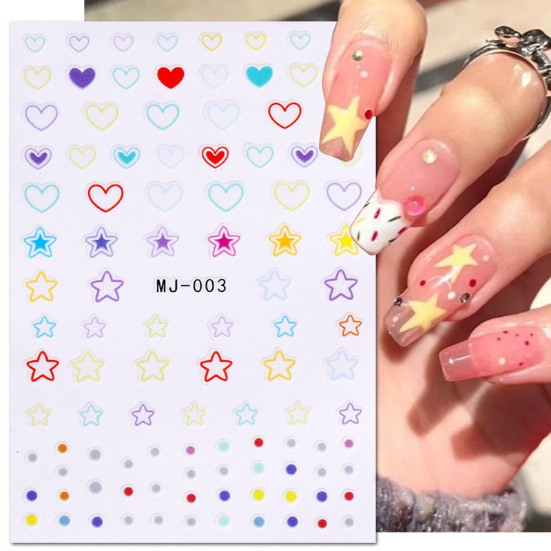 [Unggulan] Wanita Pacaran Aksesoris Dekorasi Kuku Bahasa Perancis Kecil Segar Seni Manicure DIY Cinta Manicure Stiker Bunga Berongga Bintang Nail Art Stiker