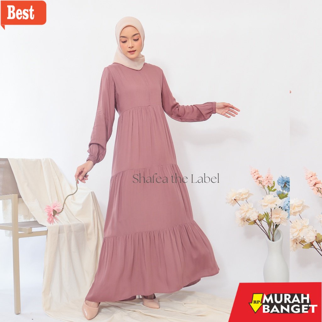 GAMIS SIZE BESAR TERBARU- Gamis Rayon Twill Premium - Flowy Maxy Dress - Homey Dress Polos Katun Twi