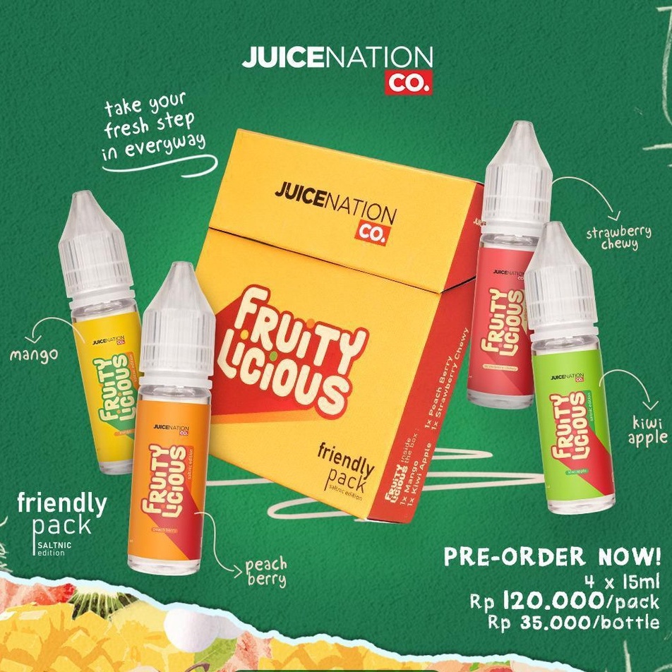 SALTNIC EDITION FRUITYLICIOUS FRIENDLY PACK BY JNC AUTHENTIC 100%