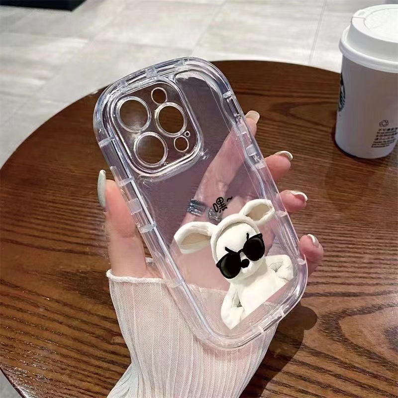 Kelinci Lucu Casing Transparan Kompatibel Untuk IPhone Casing14 13 12 11 Pro Max XS X Xr8 +7Plus Silikon Lembut Shockproof Phone Cover Cell Precticer