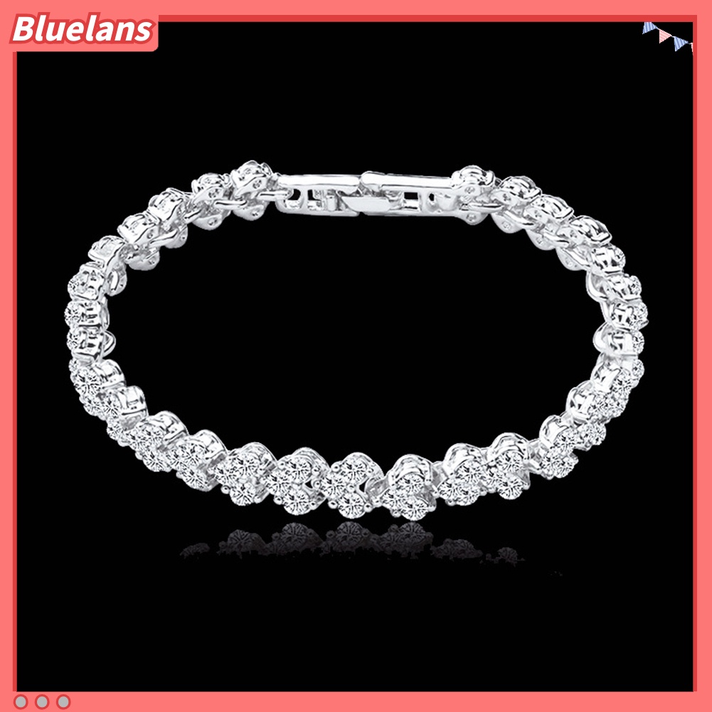 {In Stock} Wanita Fashion Penuh Cubic Zirconia Bertatahkan Gelang Bangle Pesta Perhiasan Hadiah