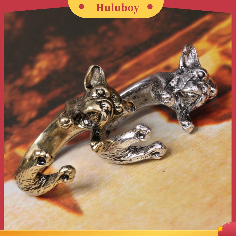 {Ready Stock} Adjustable Retro Bulldog Bukaan Cincin Unisex Hewan Lubang Banteng Anjing Punk Perhiasan