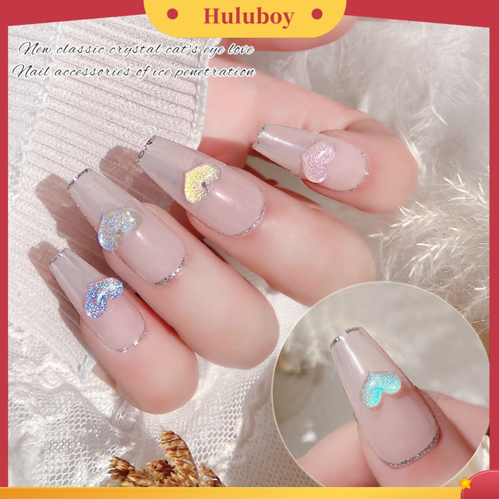 {In Stock} 100Pcs/Bag Nail Art Decor Flatback Tiga Dimensi Mix Size Halus Flash DIY Mini Bentuk Hati Berlian Imitasi Pesona Kuku Salon Pasokan