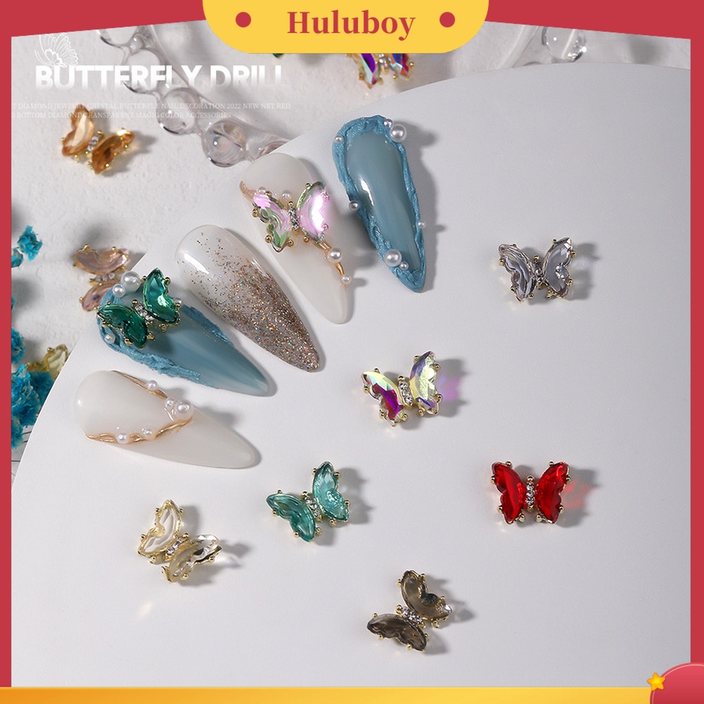 {In Stock} 10Pcs Nail Art Decor Tiga Dimensi Shiny Glitter Sparkling DIY Aksesoris Kuku Mini Kristal Palsu Pesona Kuku Kupu-Kupu Manicurist Supply