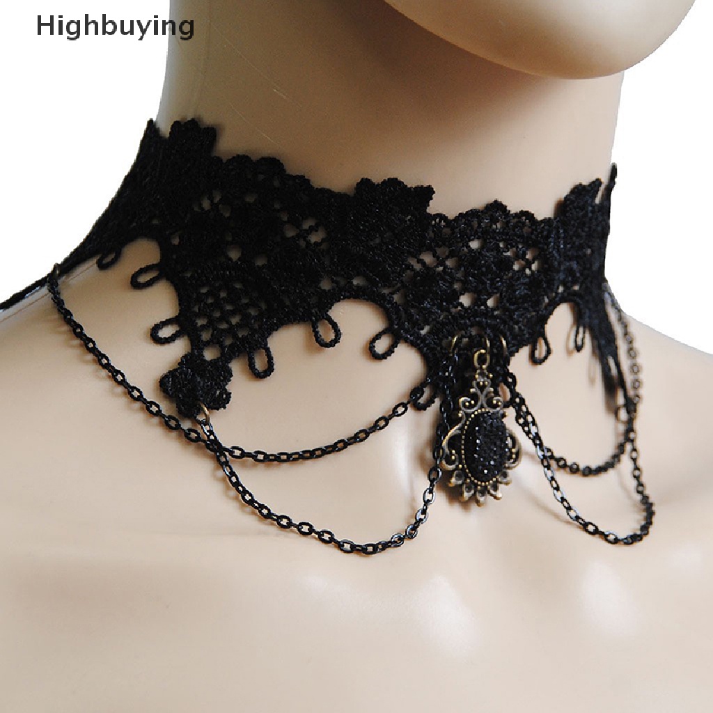 Hbid Renda Rumbai Rantai Gaya Punk Gothic Choker Kalung Ch Kalung Vintage Lace Glory