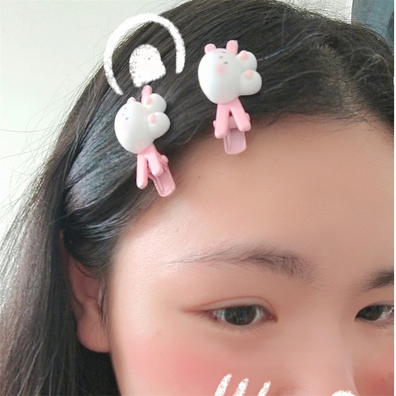 Klip Rambut Kelinci Kartun Pink Jepang Lucu Gadis Kartu Rambut Fragmentasi Jepit Rambut