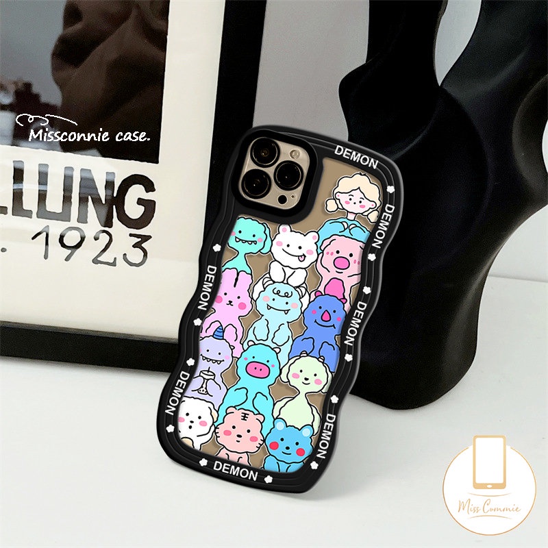 Case Redmi Note Hewan Lucu Imut10 11 11Pro 10s 11s 8 9 9s 10Pro Max Redmi 12C 9A A1+10A 10 9C A1 9 10C 9T POCO M3 X3 NFC Pro Mi 11T Pro Kartun Monster Kecil Bergelombang Tepi Sarung