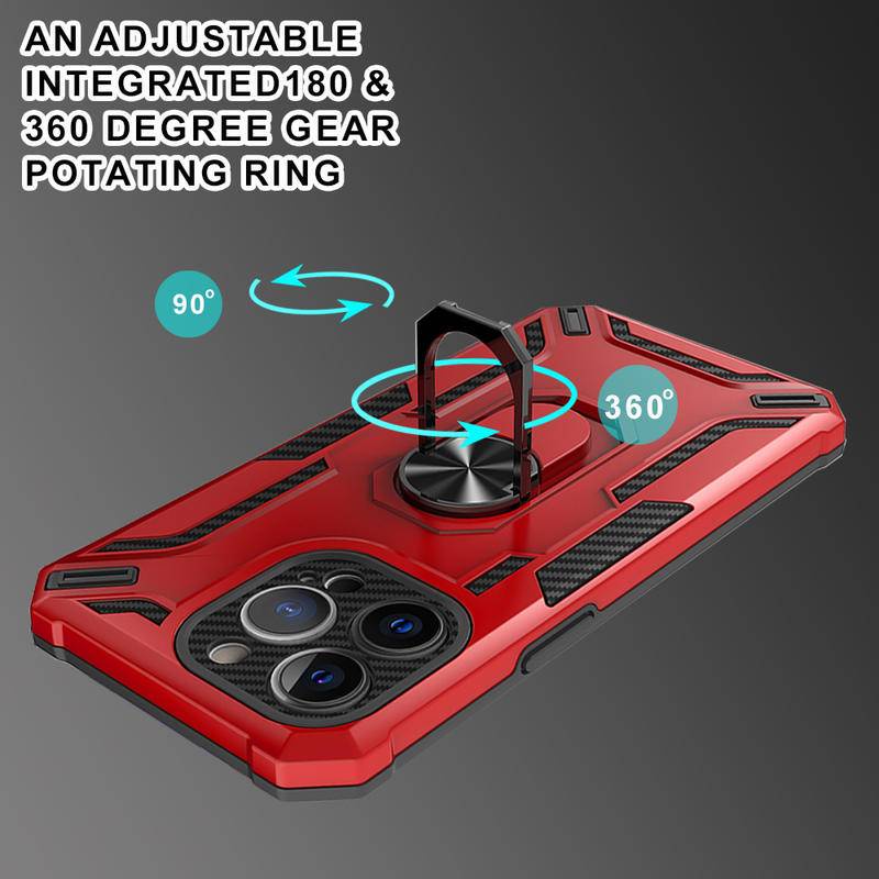 IPHONE Casing Ponsel Armor Heavy Duty Untuk Iphone14 13 12 11 Pro Max 360derajat Rotate Kickstand Magnetic Shockproof Metal Ring Cover Untuk Iphone14