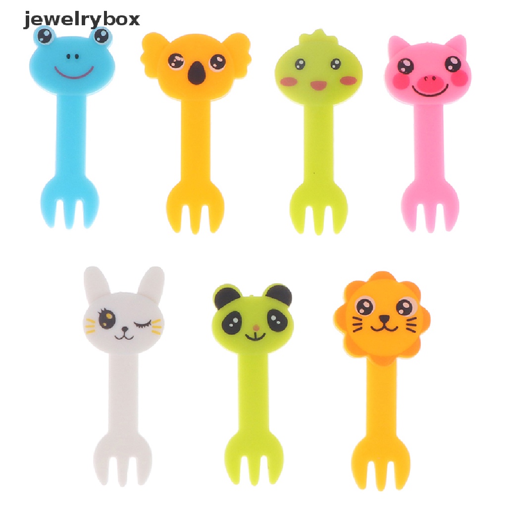 [jewelrybox] 7per8/10pcs Kartun Mini Garpu Buah Animal Farm Mini Cartoon Fruit Fork Food Fork Butik