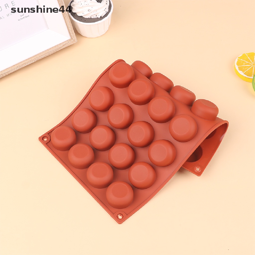 Sunshine 1Pc 28rongga Oblate Bentuk Bulat Cetakan Silikon Kue Mousse Tools Baking Mould ID