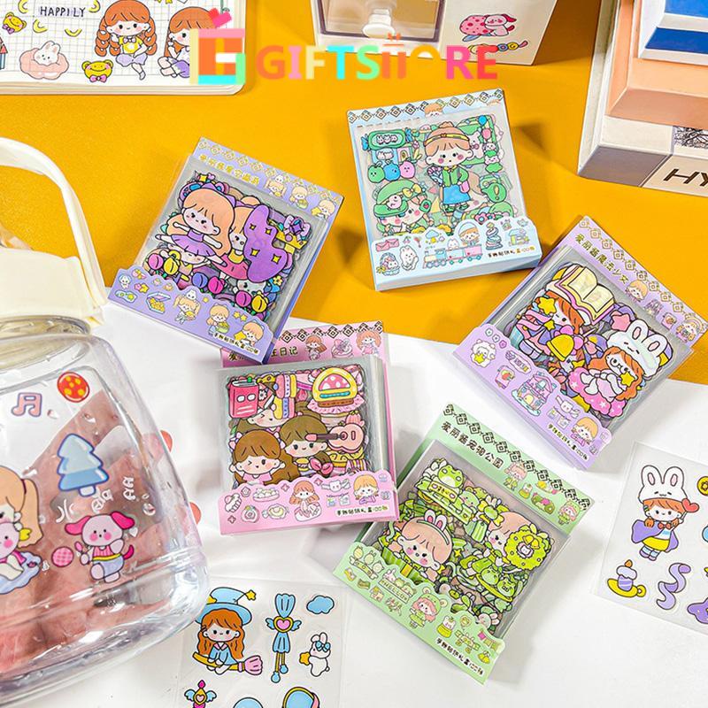 

100 Lembar Sticker Motif Kartun Korea Lucu Anti Air Dekorasi Handbook Scrapbook Sticker DIY -GI