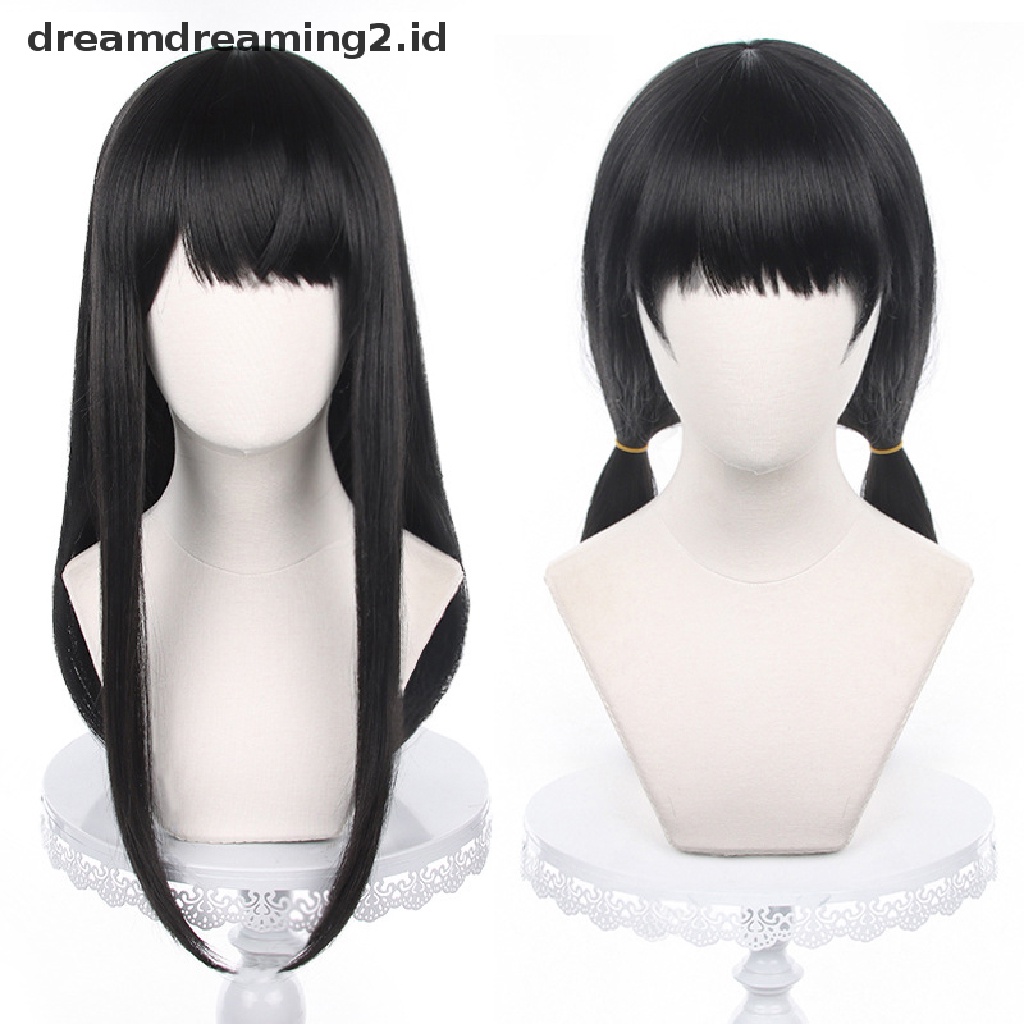 (hot) Anime Chain Man Mitaka Asa Cosplay Wig Asa Mitaka Panjang 65cm Hitam Tahan Panas Rambut Sintetis Wig Pesta//