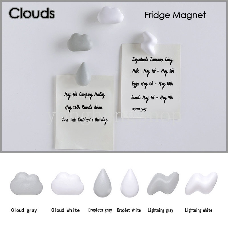 1/5pcs Kreatif 3D Berbentuk Awan Kulkas Magnet Stiker Kulkas Lucu Raindrop Whiteboard Pemegang Pesan Foto Note Stiker Dekorasi Rumah