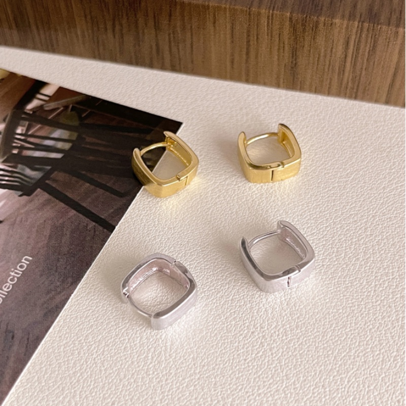 Kami Bunga Vintage 14 K Emas Kotak Kecil Chunky Hoop Earrings Untuk Wanita Gadis Minimalis Geometris Anting-Anting Elegan Fashion Telinga Perhiasan Aksesoris