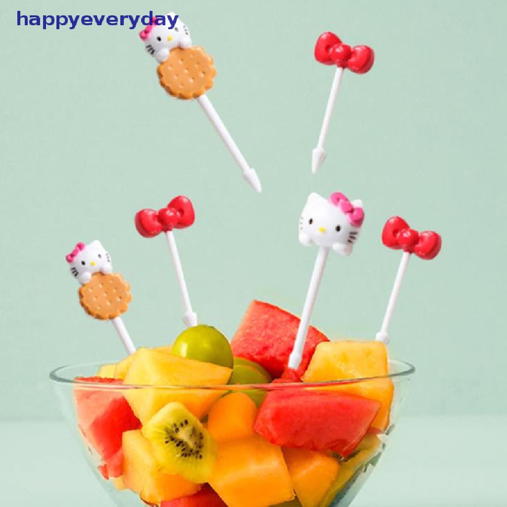 [happy] 8pcs/set Mini Kitty Garpu Buah Anak Snack Dessert Bento Sandwich Lunches Dekorasi Pesta [ID]