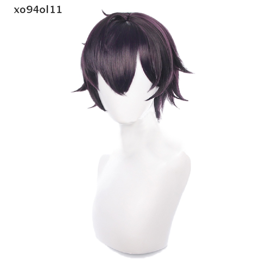 Wig Cosplay XO Vtuber Shoto Ungu Hitam Pendek Tahan Panas Rambut Sintetis Anime Halloween Pesta Wig OL