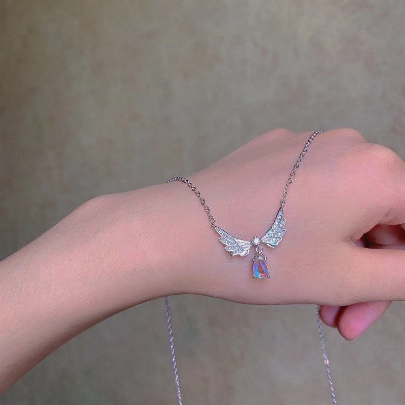 Kalung Liontin Moonstone Zircon Simple Heart Bow Cross Crystal Rantai Silver Choker Untuk Aksesoris Perhiasan Wanita