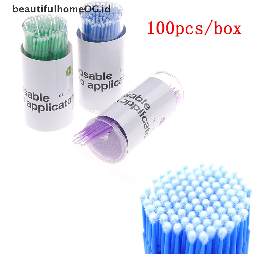 // Lebaran// 100Pcs Aplikator Swab Sekali Pakai Micro Brush Eyelashes Extension Maskara Tools **