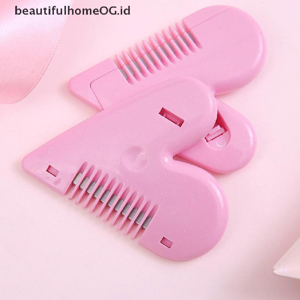 // Lebaran// New Pink Mini Hair Trimmer Love Heart Shape Hair Cutg Comb Dengan Pisau **