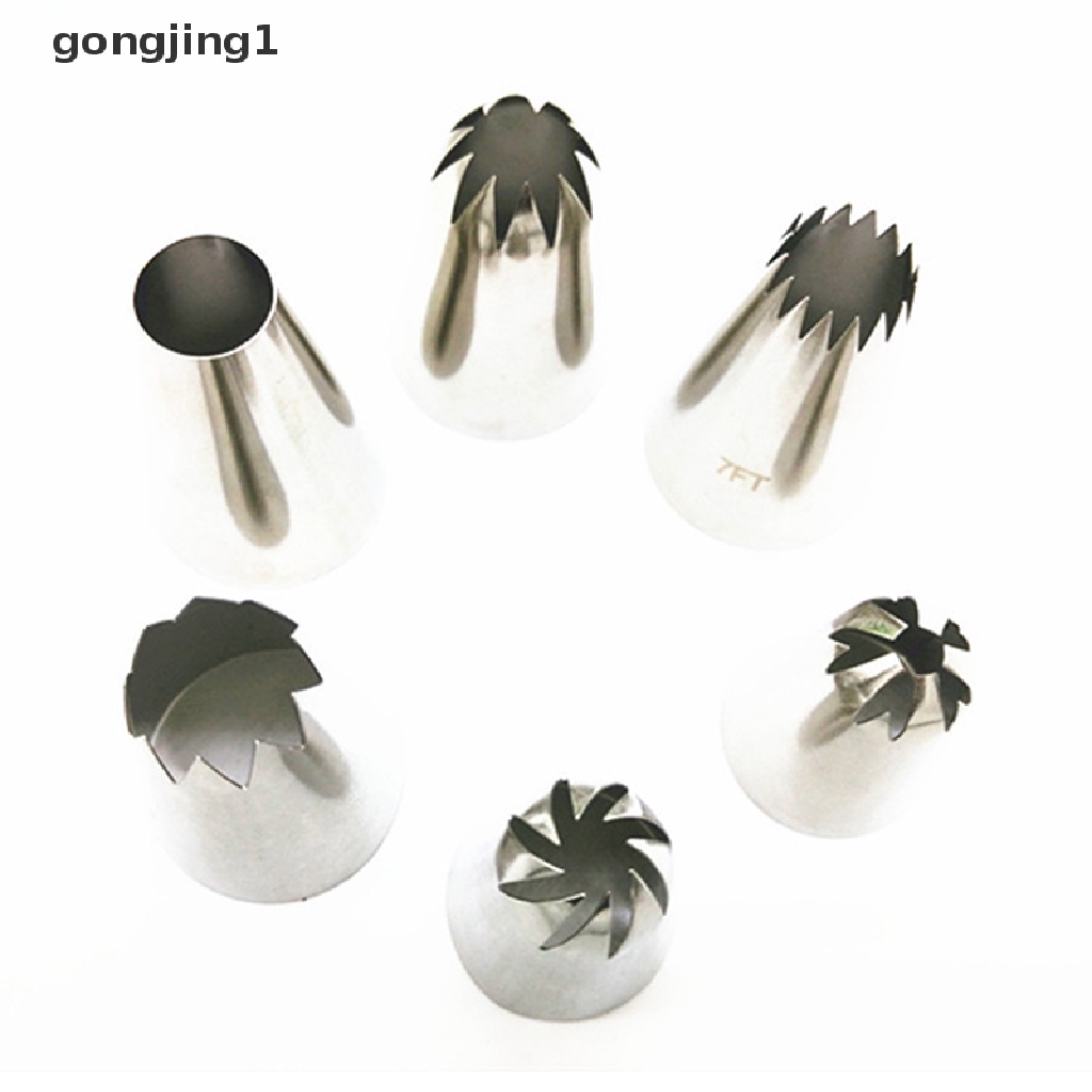 Ggg 6PCS/Set Cream Piping Nozzle Pastry Fondant Icing Tips Alat Baking Untuk ID Dapur