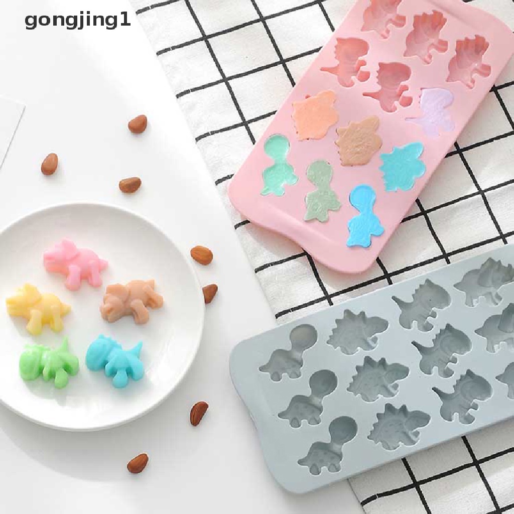 Ggg Cetakan Coklat Silikon DIY Cetakan Dinosaurus animal cake biscuit Mold Baking candy ID