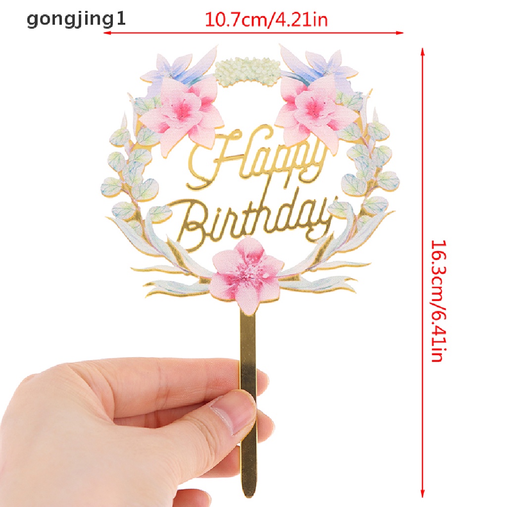 Ggg Bunga Happy Birthday Cake Topper Hiasan Kue Akrilik Untuk Dekorasi Kue Ulang Tahun ID