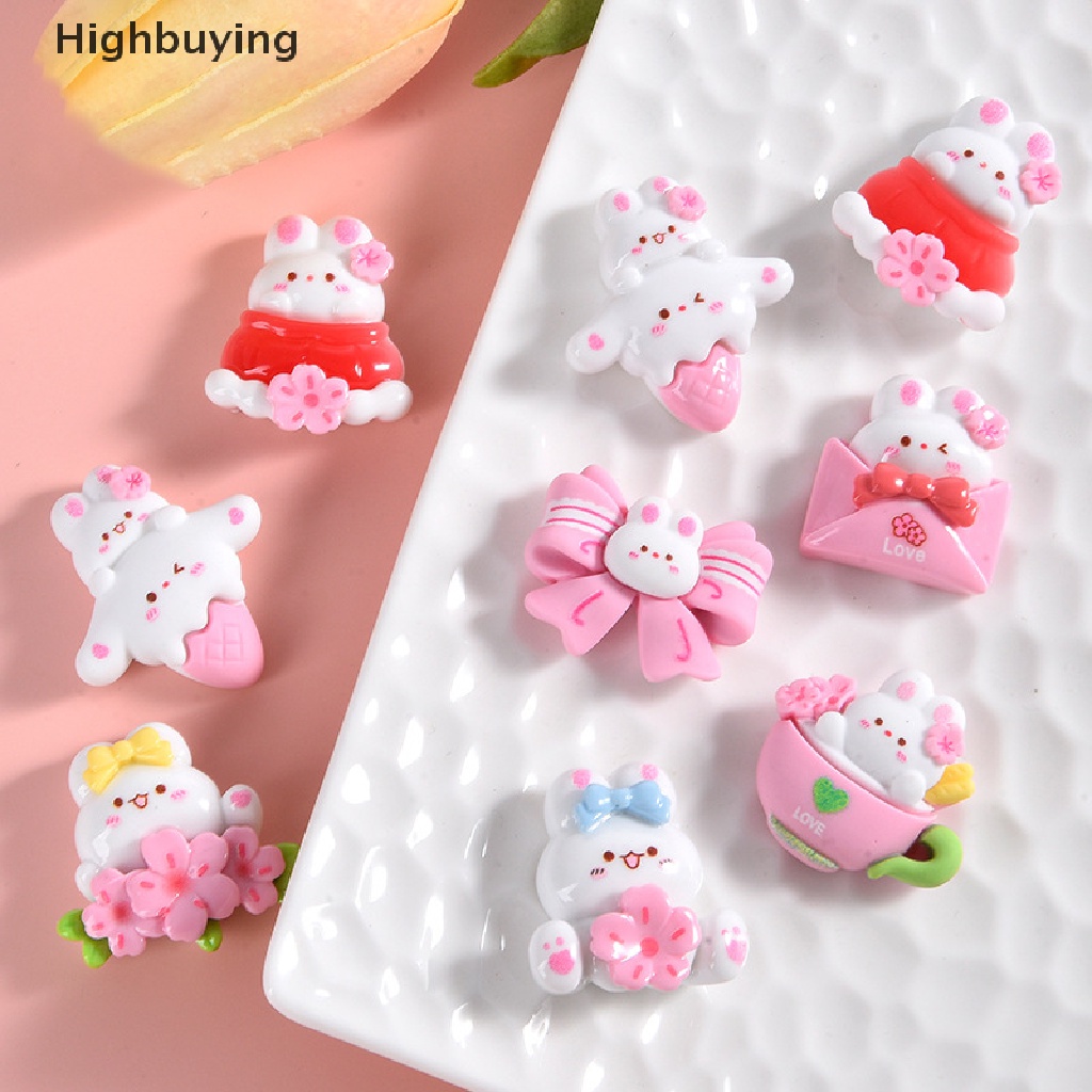 Hbid 5pcs Baru Lucu Kawaii Resin Mini Kartun Pink Cherry Blossom Datar Kembali Cabochon Glory