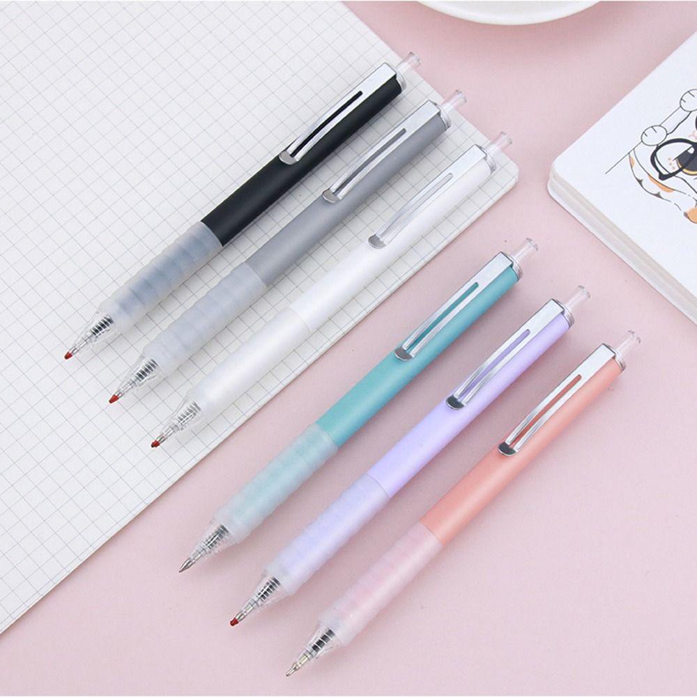 Populer 6Pcs/Set Gel Pulpen Perlengkapan Kantor Fashion Tinta Hitam 0.5mm Titik Halus Hadiah Pena Set Premium Ditarik