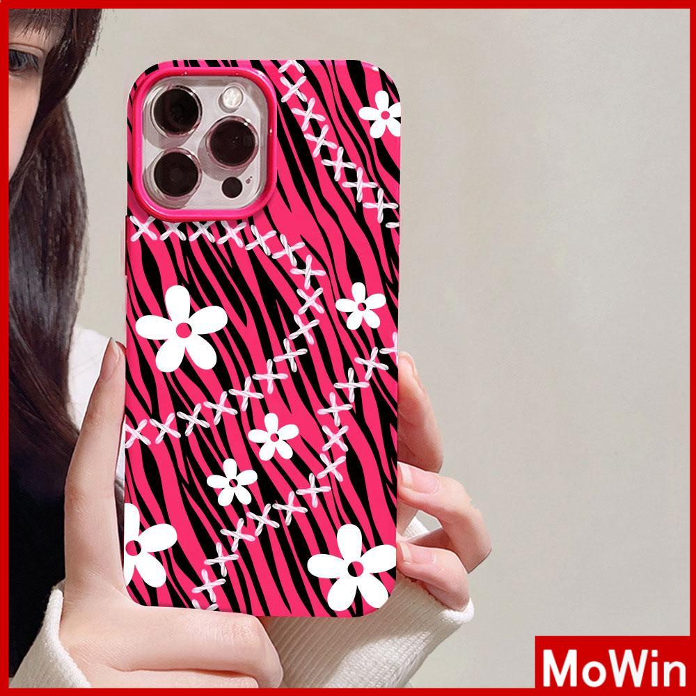 For iPhone 14 Pro Max iPhone Case Pink Glossy TPU Soft Case Shockproof Protection Camera Cute Zebra Flowers Compatible with iPhone 13 Pro max 12 Pro Max 11 xr xs max 7Plus 8Plus