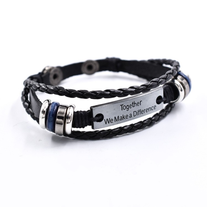 [Z H Perhiasan] Vintage Pasangan Manik-Manik Gelang Kulit Pria Dan Wanita Fashion Stainless Steel Multilayer Gelang Punk Pesta Rock Perhiasan Aksesoris