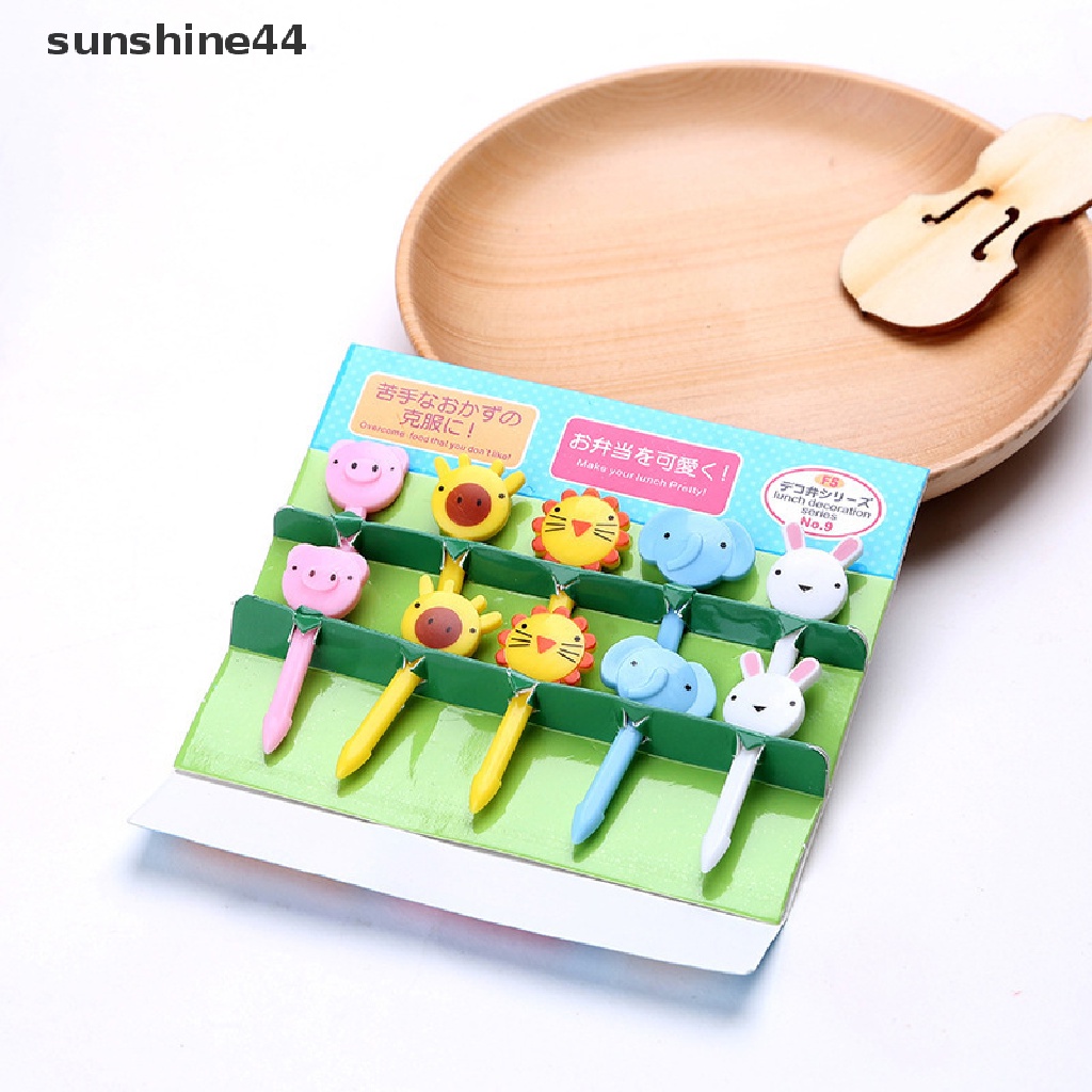 Sunshine Garpu Buah Mini Kartun Anak Snack Kue Dessert Fruit Pick Tusuk Gigi Decor ID