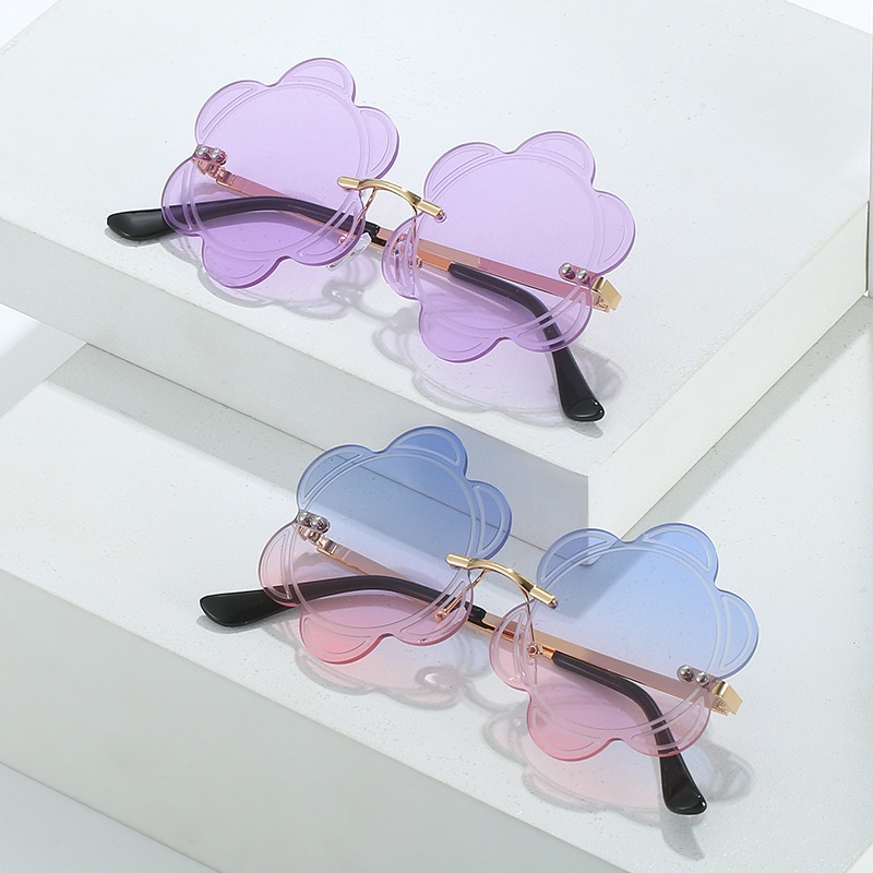 (YUZHU) Frameless Petal Sunglasses Women Western Fashion Bunga Kacamata Hip Hop Lucu Sunglasses