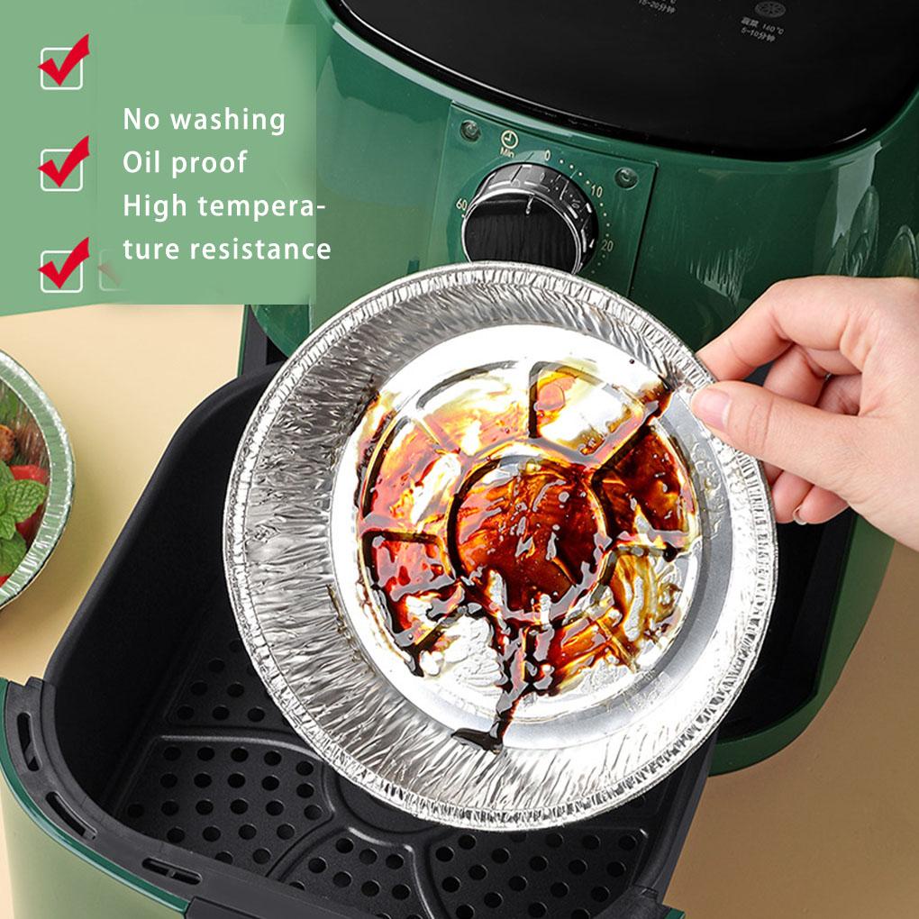 50pcs Air Fryer Disposable Tin Tray Pan Alat Dapur 6inch Kotak Anti Lengket Mengukus Liner Putaran BBQ Baking Supply