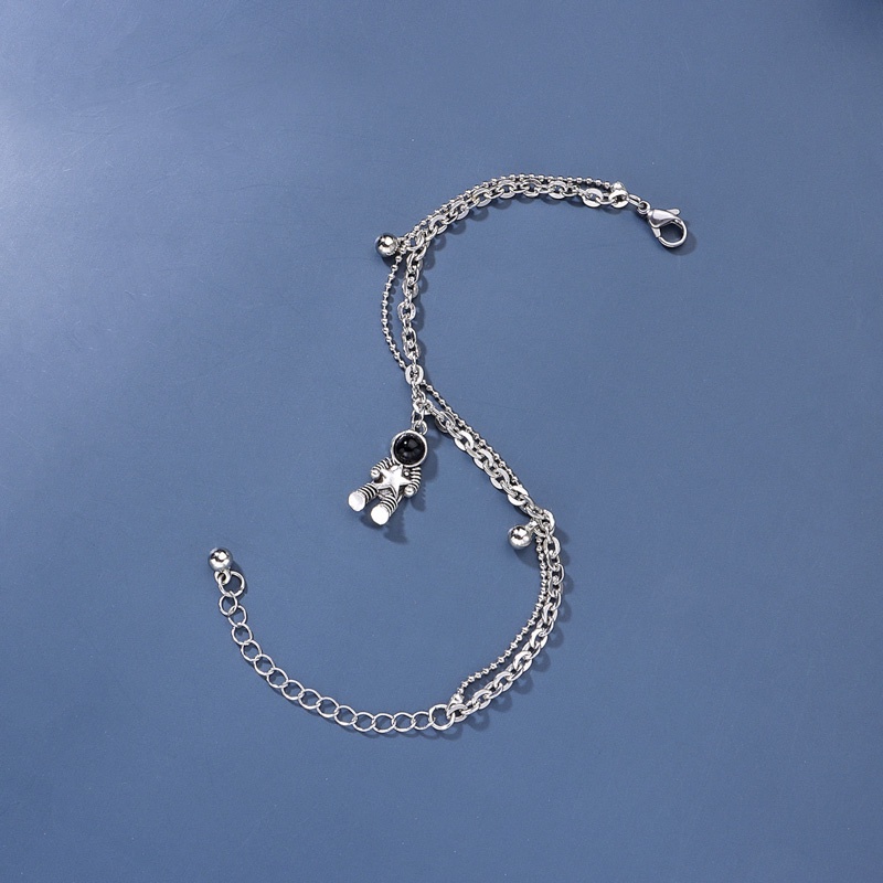 Gelang Pasangan Romantis Untuk Wanita Pria Hati Yang Indah Astronot Double Layer Rantai Gelang Hadiah Perhiasan Kekasih Trendi