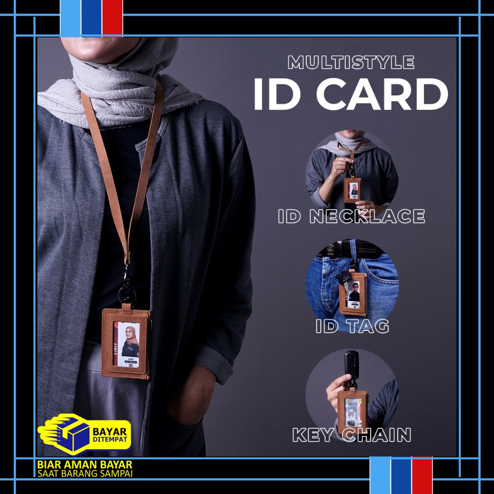 

ID02 - NAME TAG ID CARD HOLDER LEATHER PREMIUM MULTIFUNGSI DESIGN elegan dan eksklusif BAHAN KULIT ASLI
