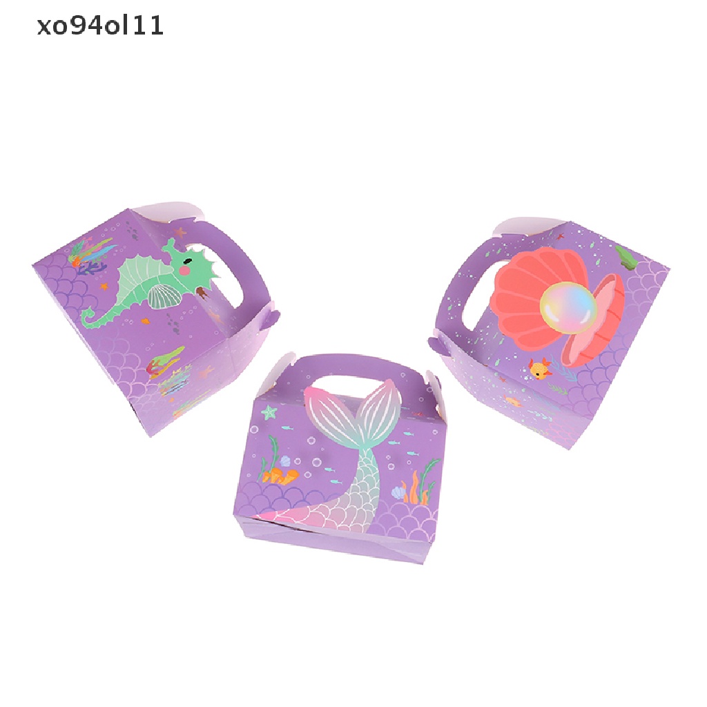 Xo 6Pcs Mermaid Candy Box Underwater World Favor Gift Box Kotak Kemasan Kue OL