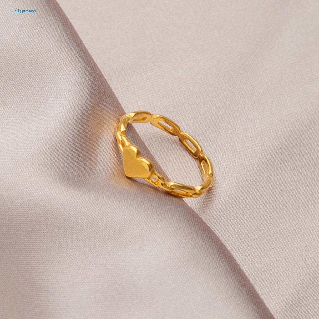 Lilyscent Dipoles Gadis Cincin Perhiasan Aksesoris Cinta Kecil Hati Jari Cincin Elegan