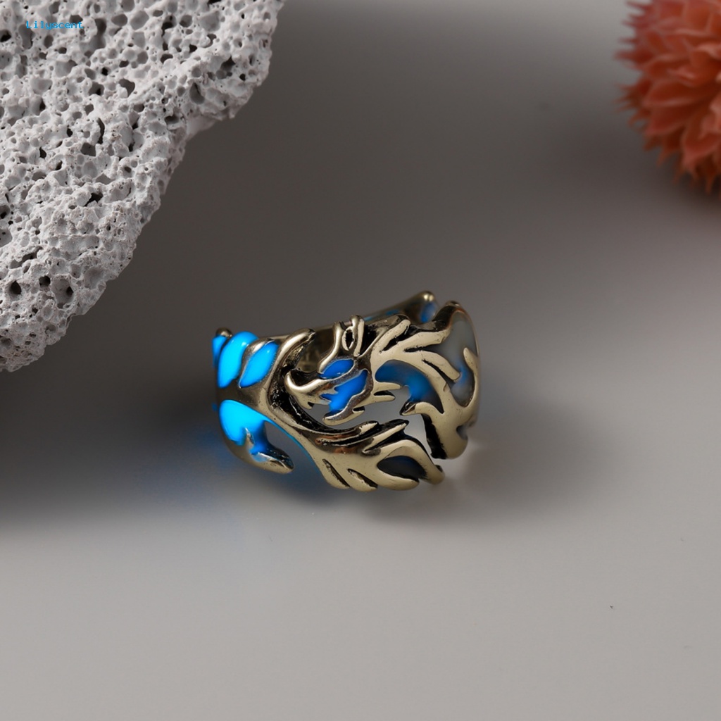 Lilyscent Alloy Finger Ring Aksesori Pakaian Gothic Adjustable Alloy Ring Ukir