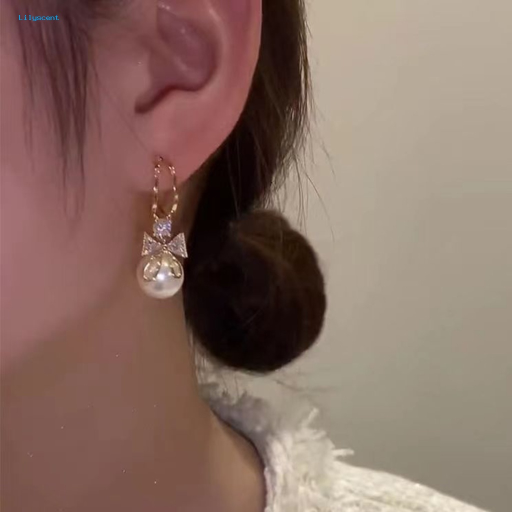 Lilyscent 1pasang High-end Lady Huggie Earrings Wanita Aksesori Prom Women Drop Earrings Stainless