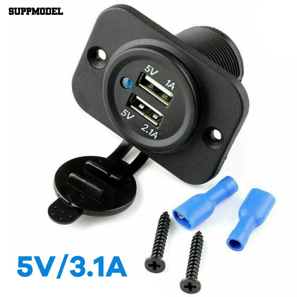 Suppmodel Colokan Charger Mobil Tahan Air Untuk Perahu 5V 3.1A Soket Adaptor Daya Ponsel USB Ganda Universal