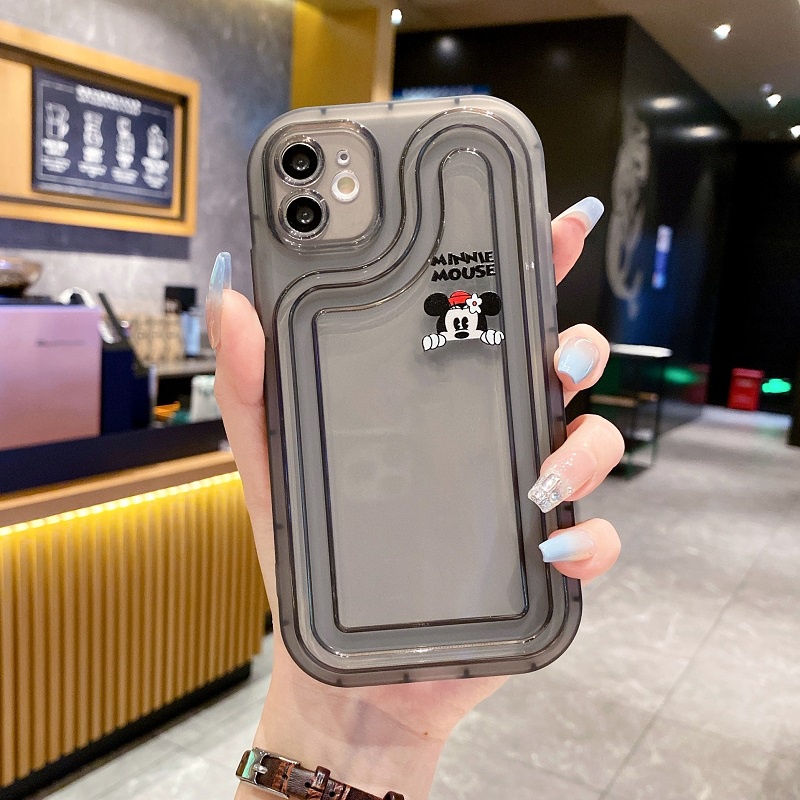 IPHONE Air sac Penebalan Pelindung case Untuk Iphone14 13 12 11 Pro MAX X XR XS Max7 8 Plus Kartun Mickey Minnie Transparan Anti-drop