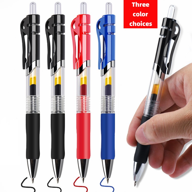 Bolpen Ballpoint Tanda Tangan Peluru Tekan Ditarik Hitam/Merah/Biru Gel Pulpen 0.5mm Tergantikan Isi Ulang Alat Tulis Kantor Sekolah Perlengkapan Menulis