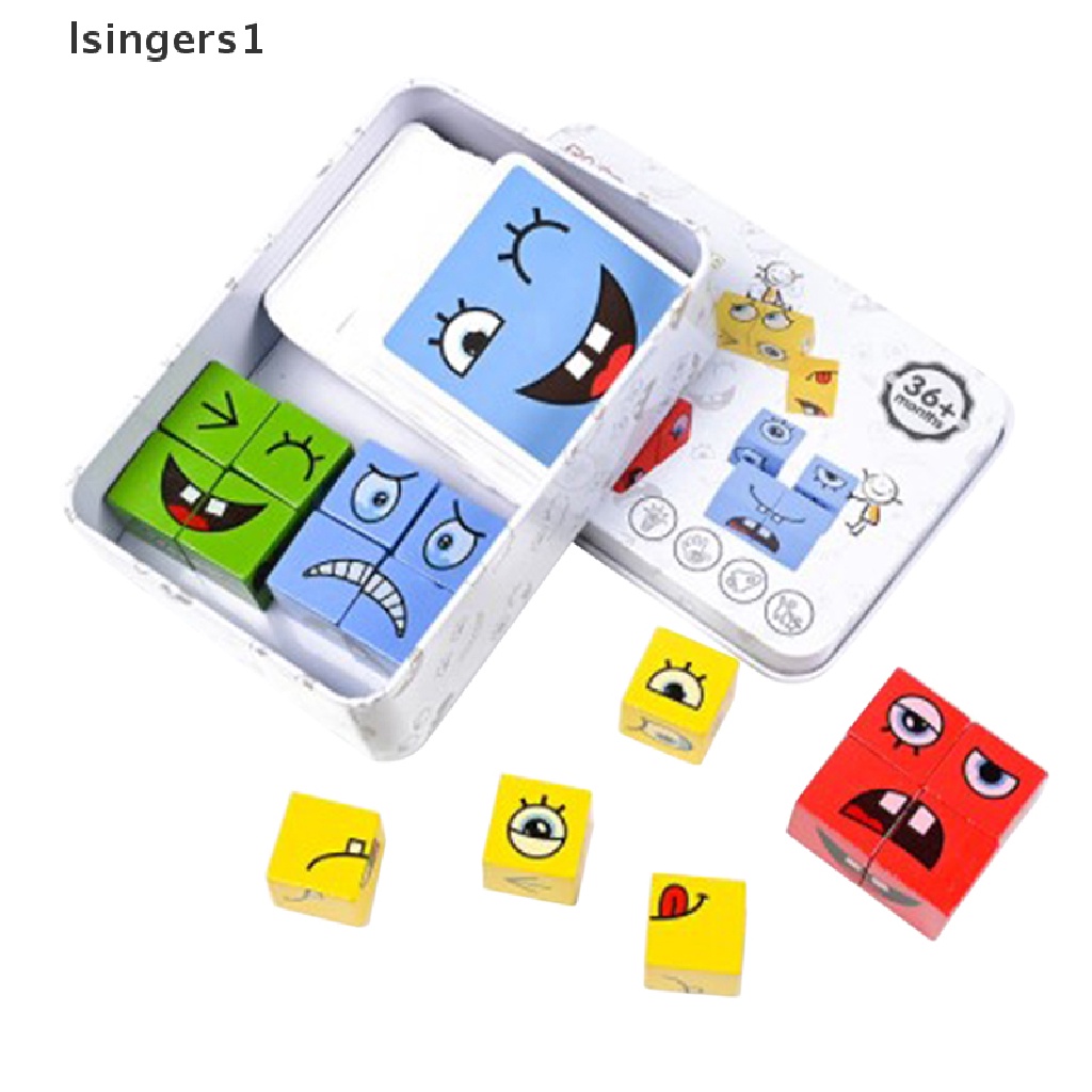 [lsingers1] Facechanging Magic Cube Building BlockGame Matching Expression Puzzle Mainan Butik