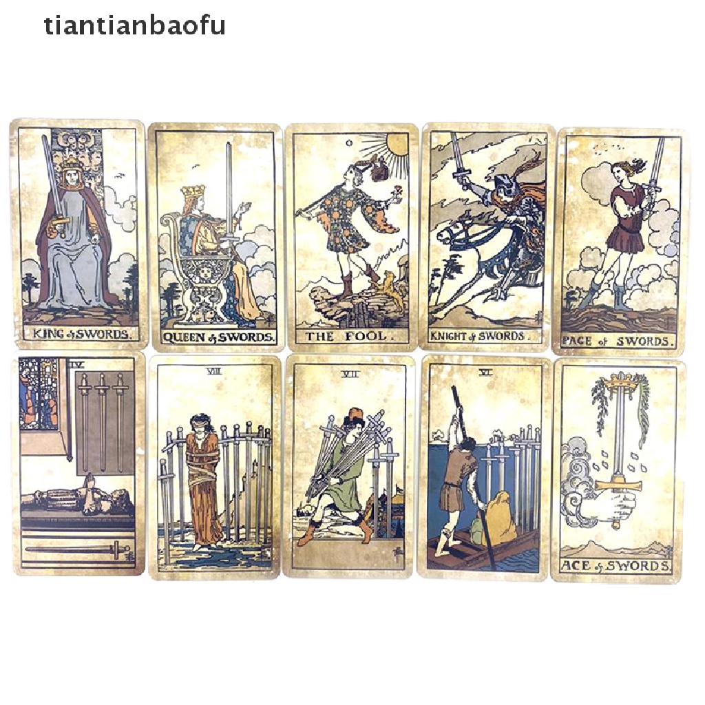 [tiantianbaofu] Kotak Besi Vintage Tarot Ramalan Dek Pesta Keluarga Papan Permainan w/Butik Manual